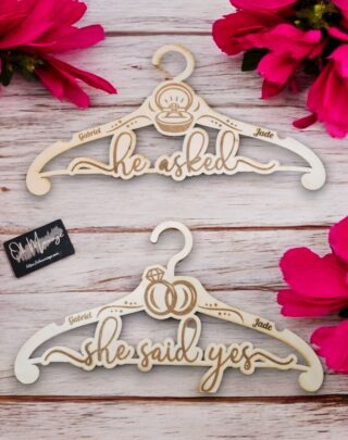 Customizable Wedding Hanger “She Said Yes” (Set of 2)