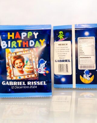 Customizable Astronaut Birthday Chips Bag - Set of 10