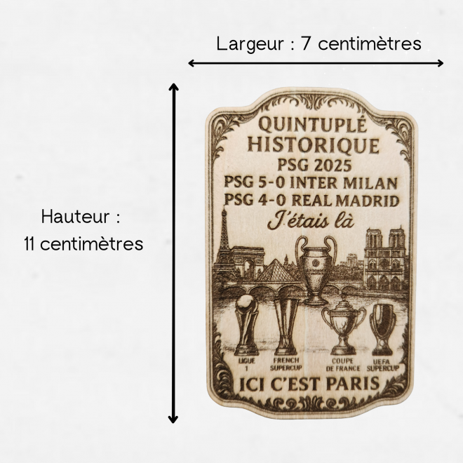 Magnet PSG Quituplé historique 2025 - Cadeau original fête des pères -Noel 2025