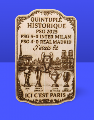 Magnet PSG - Quintuplé Historique 2025 - Cadeau Noël homme 2025