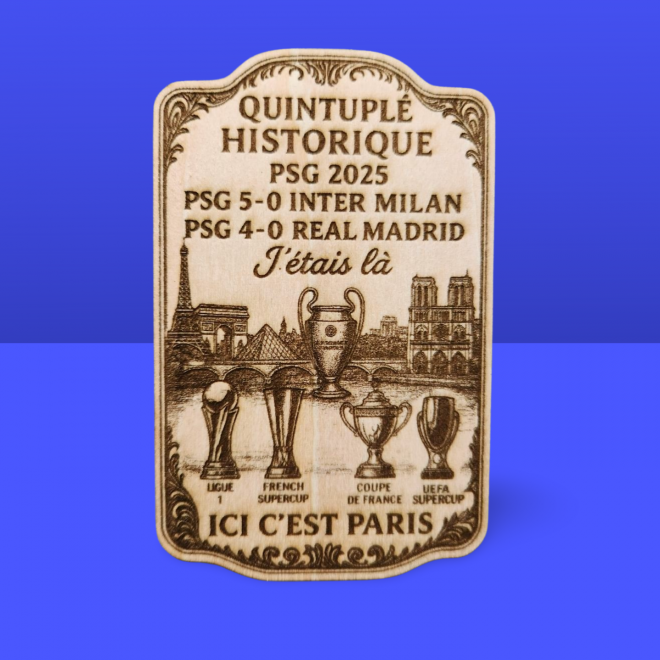 Magnet PSG - Quintuplé Historique 2025 - Cadeau Noël homme 2025